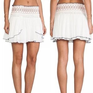 Free People Lip Smacking Good Smocked Beaded Mini Skirt In Ivory Women's Size XS